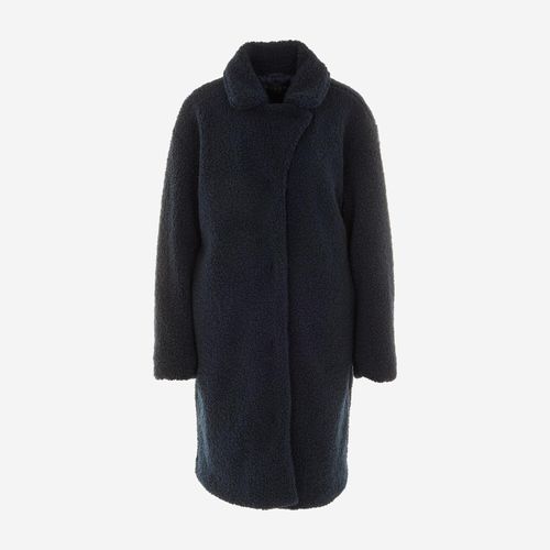 Dunkelblauer Sherpa-Mantel aus Kunstfell