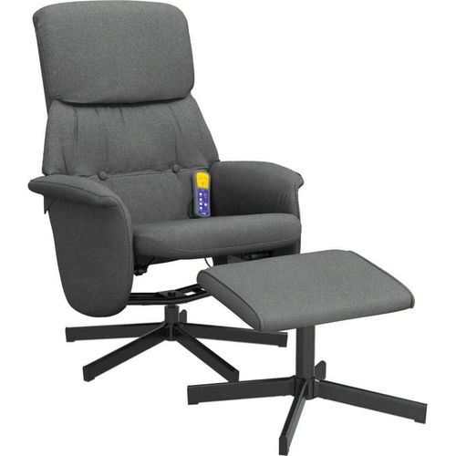 vidaXL Massagesessel mit Fußhocker Dunkelgrau Stoff