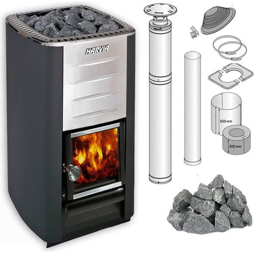 Saunaofen Harvia M3 Set, Inkl. Steine Und Schornsteinsystem