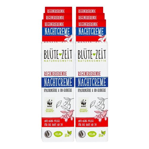 BLÜTE-ZEIT Nachtcreme Hyaluronsäure Bio-Gojibeere 50 ml, 6er Pack