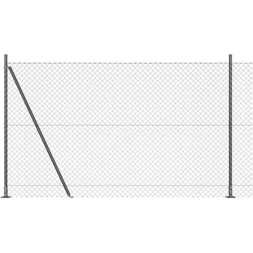 vidaXL Kettengliedzaun mit Pfosten Grau 1.4 x 10 m Stahl
