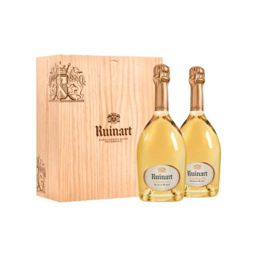 Champagner Geschenkset - Ruinart - Blanc de Blancs - 2 fl. - in Holzkiste