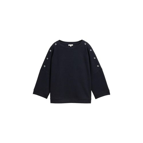 TOM TAILOR Damen Sweatshirt mit Knopf-Details, blau, Uni, Gr. S