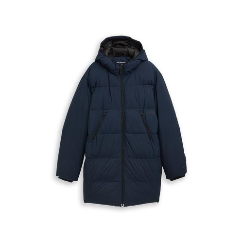 TOM TAILOR DENIM Herren Puffer Parka mit Kapuze, blau, Uni, Gr. M