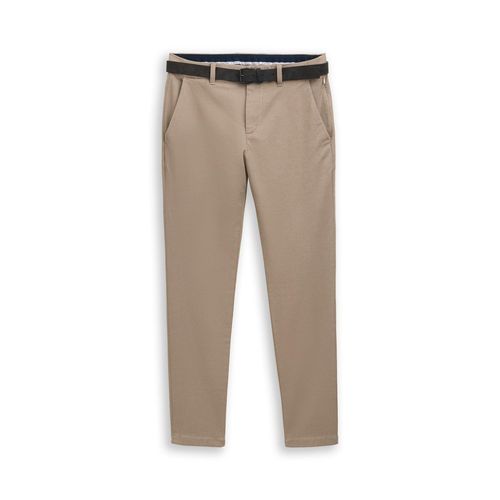 TOM TAILOR Herren TTTRAVIS SLIM Chino Hose mit Gürtel, beige, Meliert, Gr. 38/32 Image