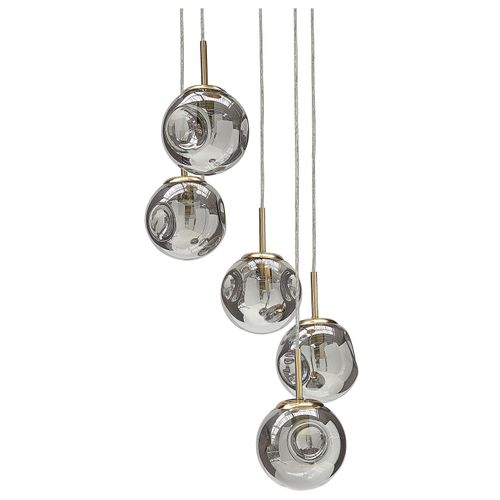 BELIANI Hängelampe mit transparentem Glasschirm Messing Eisen 5 Licht Modernes Design Wohnaccessoires Wohnzimmer