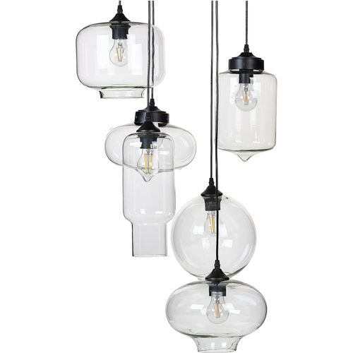 BELIANI Hängelampe Transparent Glasschirme Schwarz Eisen 6 Leuchte Modernes Design Wohnaccessoires Wohnzimmer