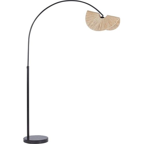 BELIANI Stehlampe Natürlich Papierschirm 189 cm 1-Flammig Glühbirnen-Design Gefaltete Optik Rund Langes Kabel Boho Wohnzimmer Esszimmer Beleuchtung