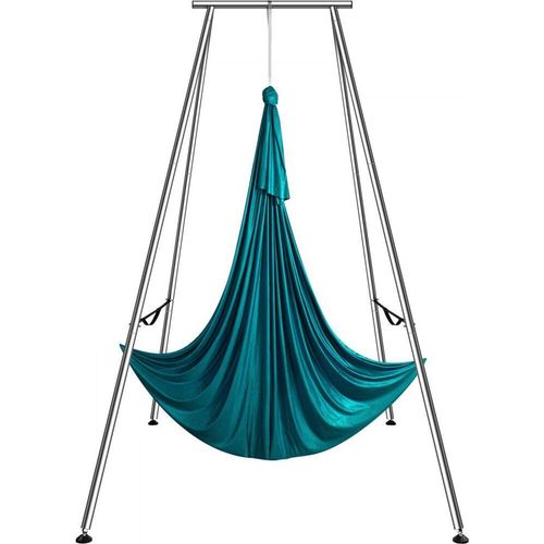 Yogahimmel® - Luftige Yoga Hängematte mit Gestell 6 x 2,6 m, Grün Yoga Swing Air Fliegen, Yoga-Schaukel Hammock Swing 250 kg Tragkraft, inkl. Yoga-Socken & Fußpolster, Anti-Gravity Yoga Übungen
