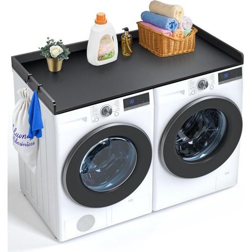 Arbeitsplatte für Waschmaschine Trockner - Holzmaterial - Maße 1370x700x69mm - Farbe Schwarz