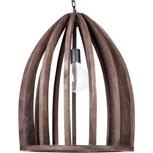 BELIANI Hängeleuchte Dunkelbraun Mango Holz 1-Flammig Gitter-Design Glühbirnen-Optik Handgefertigt Boho Rustikal für Esstisch Wohnzimmer Flur Wohnküche