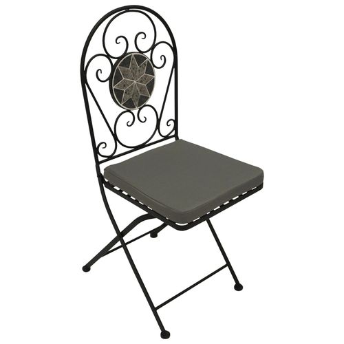 Klappstuhl Eisen + Mosaik-Verzierung grau 2-er Set