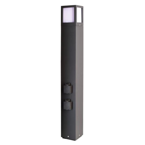 Deko Light Energieverteiler Facado Socket dunkelgrau IP54 E27 10,8x10,8x100cm mit 2 Steckdosen