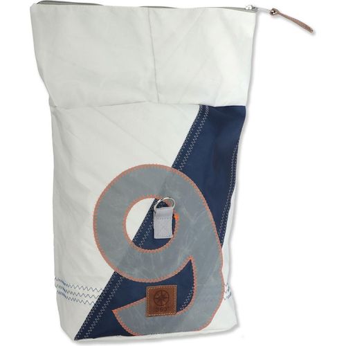 Rucksack Möwe recyceltes Segeltuch Weiß Blau Grau