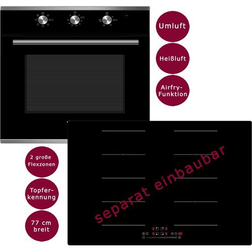 Einbauherd Set Backofen Umluft Airfry 77cm Induktionskochfeld autark 2 Flexzonen