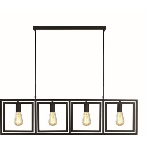 Pendelleuchte Metall H: max. 150 cm Schwarz E27 4-flammig länglich Retro
