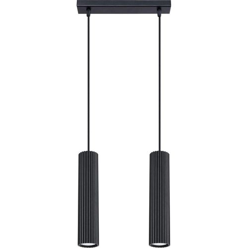 Pendelleuchte Aluminium H: max. 90 cm Schwarz GU10 2-flammig länglich Modern