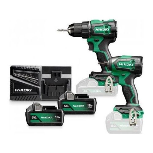 Hikoki 18V Kc18De Wcz (Dv18De + Wh18De) 2X5.0Ah Hsc Schlagbohrmaschine + Schraubendreher Set