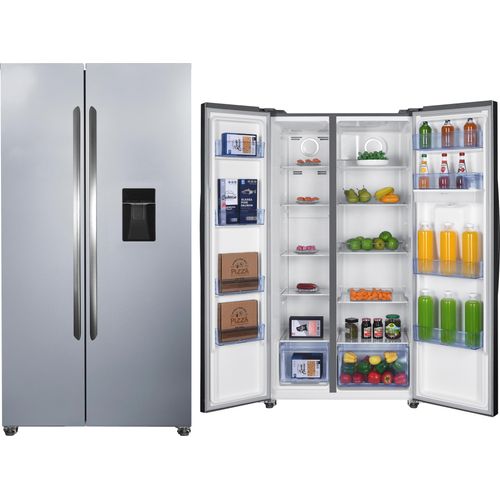 PKM Side by Side Kühlschrank Silber NoFrost Wasserspender 439 L silber