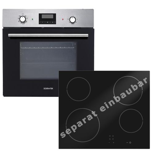 Einbauherd Set Backofen Umluft Timer 60cm Glaskeramik-Kochfeld rahmenlos