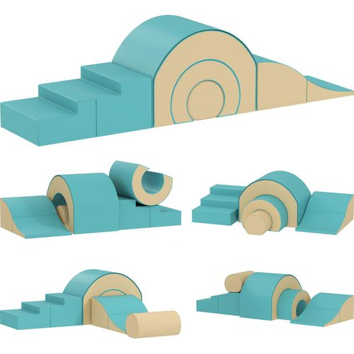 AIYAPLAY Schaumstoff Bausteine Kinder 5 tlg. Klettern Softbausteine Riesenbausteine Großbausteine Bauklötze Bausteinset Kunstleder Sand+Grün