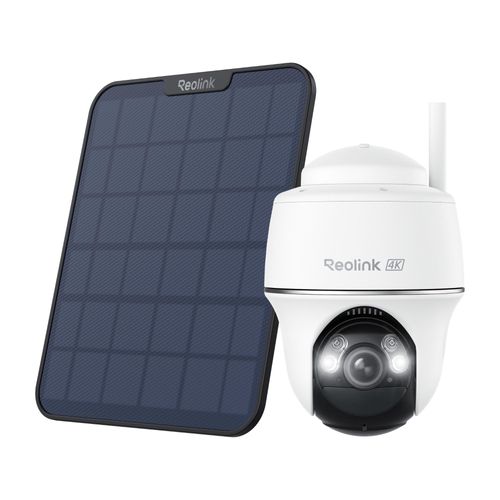 Reolink Argus PT Ultra + Solarpanel, 4K 8MP Akku Überwachungskamera Aussen, 2,4/5GHz WiFi, Pan & Tilt, Farbnachtsicht, Smarte Erkennung, 2-Wege-Audio