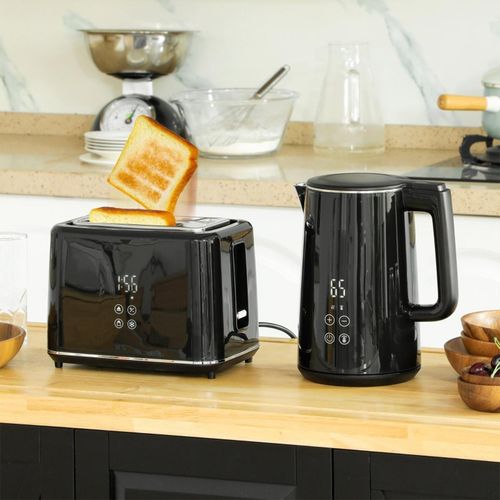 Wasserkocher Toaster Set mit 1,5L Wasserkocher und 2 Toastscheiben Frühstücksset 2200W Schwarz