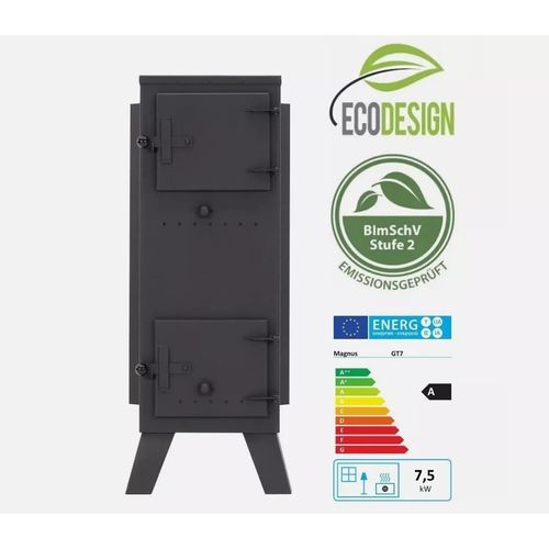 Ofen Holzofen 7,5kW Freistehender Kaminofen 29KG BImSchV2 Werkstattofen PREMIUM