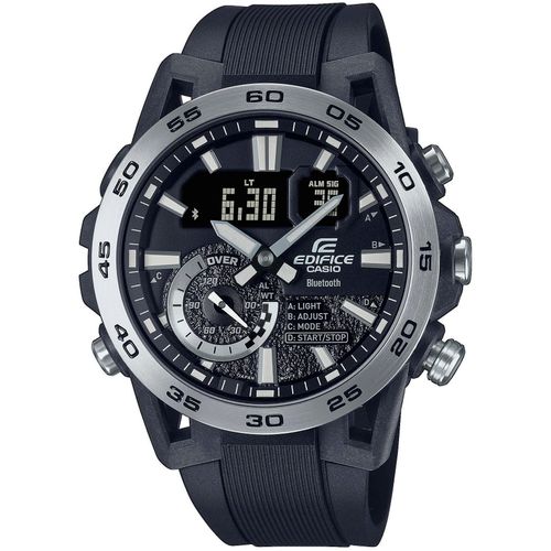 Smartwatch CASIO EDIFICE, schwarz (silberfarben, schwarz), Smartwatches, Armbanduhr, Herrenuhr, Bluetooth, Stoppfunktion, Weltzeit, digital