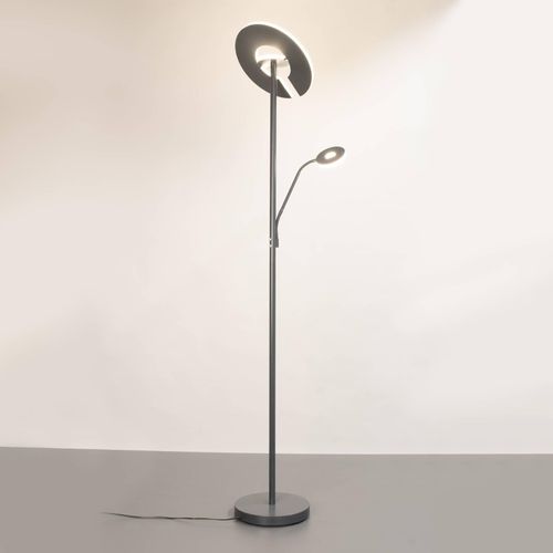 LED-Stehleuchte Dent, sandgrau, 180 cm, Metall, CCT, 2-flg.