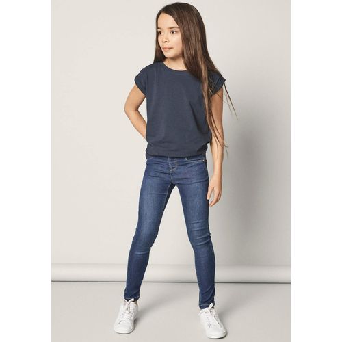 Jeansjeggings NAME IT "LEGGINGS – Extraeng mit hohem Komfort und Gürtelschlaufen", Mädchen, Gr. 122, N-Gr, blau (schwarz, blau, denim), Denim/Jeans, Obermaterial: 57% Lyocell, 31% Polyester, 10% Viskose, 2% Elasthan, unifarben, extraeng lang, Jeans, unifarben, casual, extraeng, Denim/Jeans