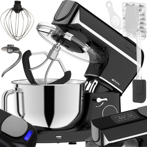 Küchenmaschine mit beheizbarer Rührschüssel 5,5L RUHHY Teigmaschine mit integrierter Waage Timer & Display 11 Stufen, leise & leistungsstark für Brot, Pizza & Kuchen 25729