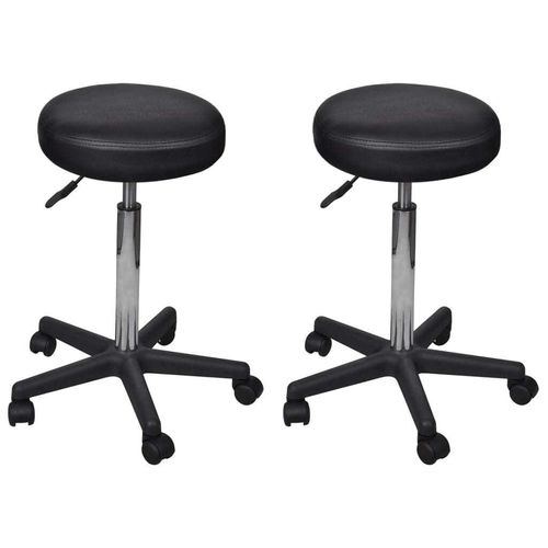 Prolenta Premium Rollhocker 2 Stk. Schwarz 35,5 x 98 cm Kunstleder