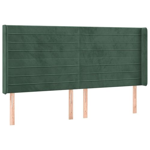 vidaXL Kopfteil mit Ohren Dunkelgrün 203x16x118/128 cm Samt