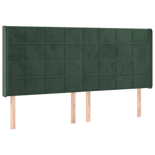 vidaXL Kopfteil mit Ohren Dunkelgrün 203x16x118/128 cm Samt