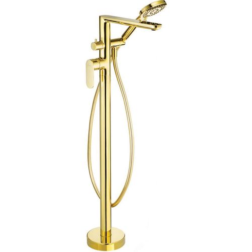 Wannenarmatur, freistehend, mit Duschset Gold