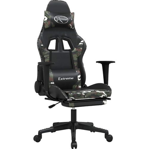 vidaXL Gamingstuhl mit Massage Fußstütze Schwarz Tarnfarben Kunstleder