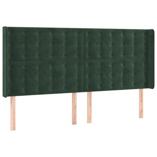 vidaXL Kopfteil mit Ohren Dunkelgrün 183x16x118/128 cm Samt