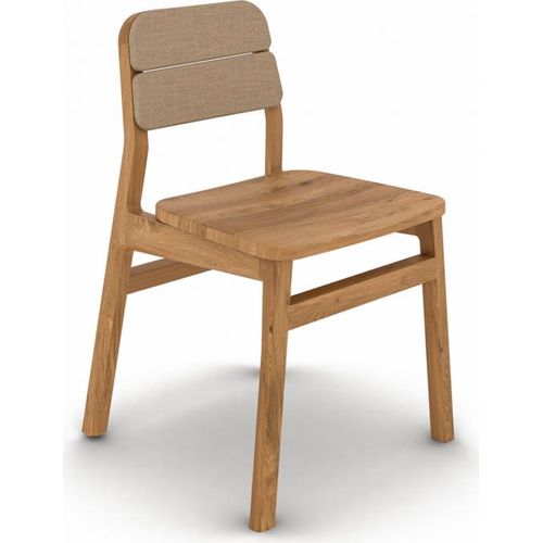 Stuhl Swig aus Wildeiche massiv geölt 50x53 mit Polster Beige und Holzbeinen