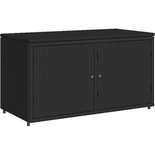 vidaXL Gartenschrank Schwarz 110x55x60,5 cm Poly Rattan