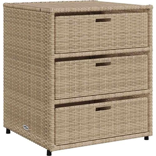 vidaXL Gartenschrank Beige 55x59x69 cm Poly Rattan