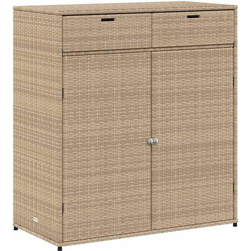 vidaXL Gartenschrank Beige 105x55x113 cm Poly Rattan