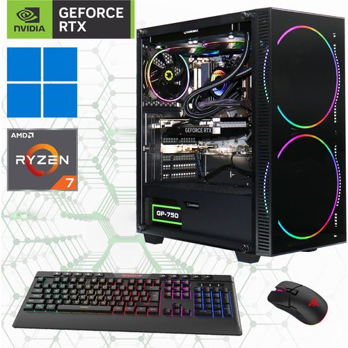 GAMEMAX Gaming-PC Black Hole 7325 Ryzen 7 5700X Wasserkühlung 32GB RAM 2TB SSD RTX 4060 Windows 11