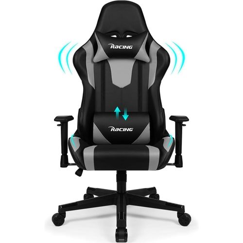 JUNG Gaming-Stuhl Homaster Gaming Stuhl Bürostuhl Ergonomisch, Lendenkissen verstellbar (150 kg Belastbar, Zockerstuhl, Zocker, Sessel Gaming)