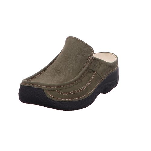 Wolky Roll Slide Clog, Antique nubuck, Pesto Green, Wechselfußbett, 0620213-709 42