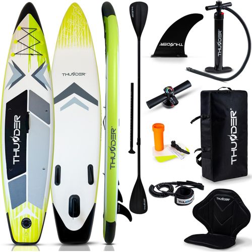 THUNDER® Stand Up Paddle Board | VELA | 320x75x15cm | Lime | Bis 150kg | Komplettset | Aufblasbar | Paddleboard | SUP Zubehöre | Kajak Sitz |