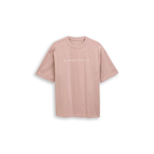 TOM TAILOR DENIM Herren Heavy-Jersey T-Shirt mit Print, rot, Print, Gr. XL