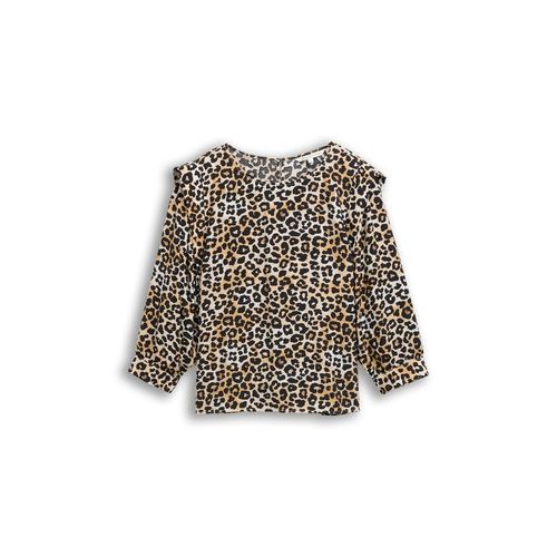 TOM TAILOR DENIM Damen Loose Fit Bluse, braun, Animalprint, Gr. XXL