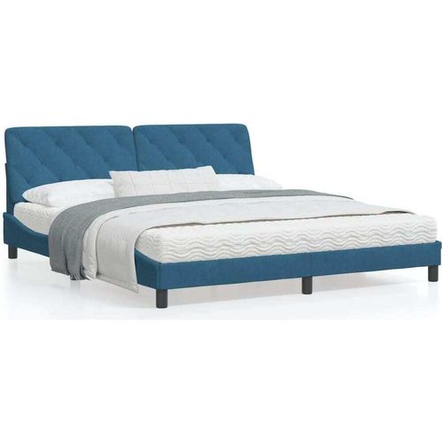 Bettgestell ohne Matratze Blau 180x200 cm Samt