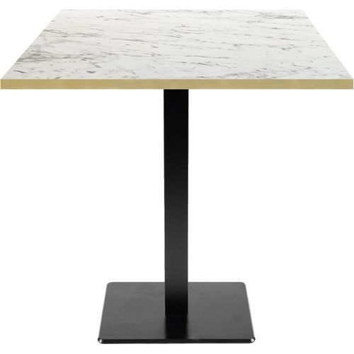 Tisch 70 x 70 cm – Modell Mailand aus Calacatta-Marmor mit Messingkanten